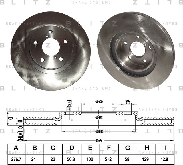 Диск тормозной SUBARU FORESTER/IMPREZA/LEGACY 89- перед.вент. (Blitz). Артикул BS0196