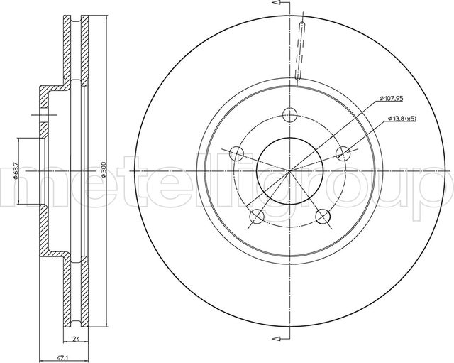 Тормозной диск Metelli передний для Jaguar X-Type I 2001-2009. Артикул 23-0684C