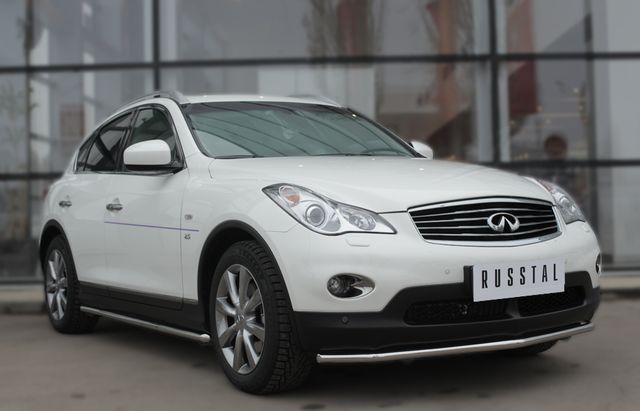 Защита RusStal переднего бампера d42 (секции) для Infiniti QX50 2014-2017. Артикул IQXZ-001965