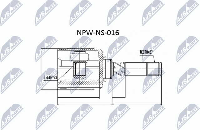 Шрус внутренний (граната) NTY передний левый для Renault Koleos I 2008-2016. Артикул NPW-NS-016