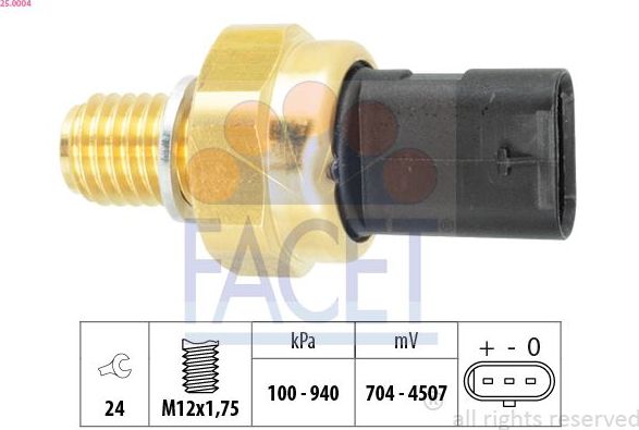 Датчик давления масла Facet Made in Italy - OE Equivalent. Артикул 25.0004