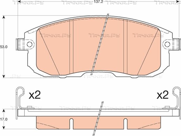 Тормозные колодки TRW передние для Nissan Sentra VII (B17) 2014-2019. Артикул GDB3616