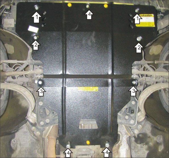 Защита Мотодор для картера, КПП, ГУР Audi A6 C7 седан, универсал 2011-2018. Артикул 70105