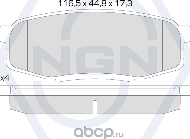 Колодки тормозные керамические, задние (NGN). Артикул 3502077