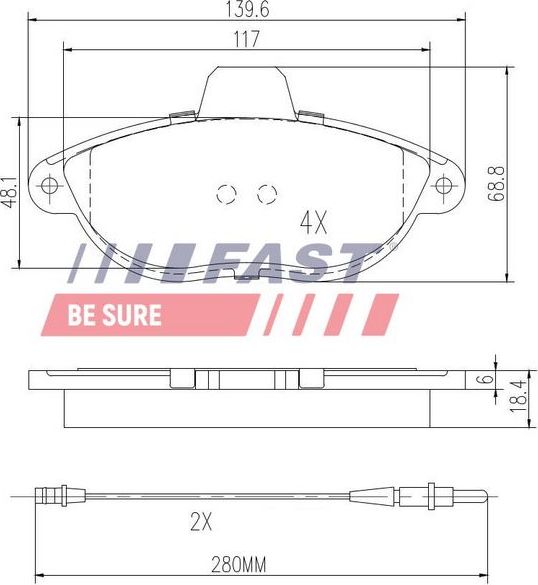 Тормозные колодки Fast передние для Fiat Ulysse I 1997-2002. Артикул FT29067