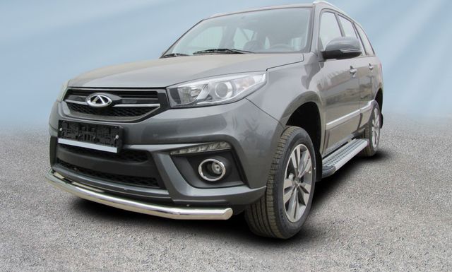 Защита Slitkoff переднего бампера d57 для Chery Tiggo 3 2017-2020. Артикул CT3-003