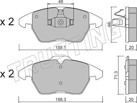 Тормозные колодки Trusting для Audi A1 I (8X) 2010-2018. Артикул 564.2