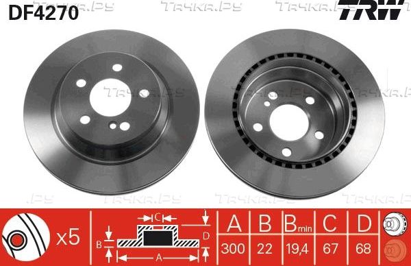 Тормозной диск TRW. Артикул DF4270