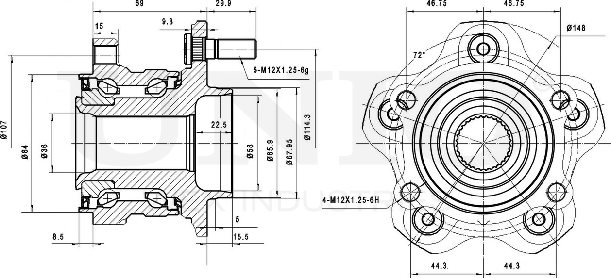 Ступица колеса с интегрированным подшипником (Unio). Артикул HUB-20264