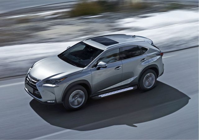 Пороги алюминиевые Rival Bmw-Style круг для Lexus NX 2014-2017. Артикул D173AL.3202.1