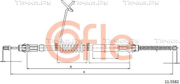 Трос ручника (тросик ручного тормоза) Cofle задний левый для Ford Transit VI 2000-2006. Артикул 92.11.5582