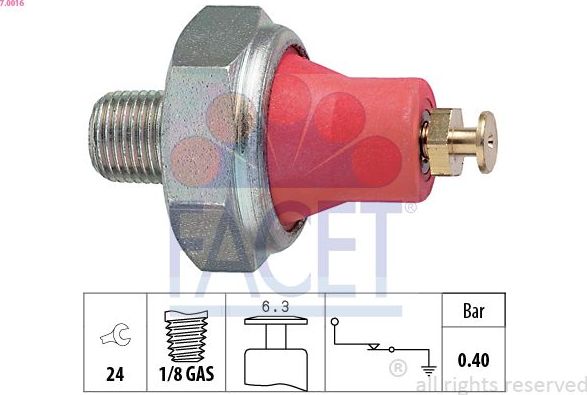 Датчик давления масла Facet Made in Italy - OE Equivalent. Артикул 7.0016