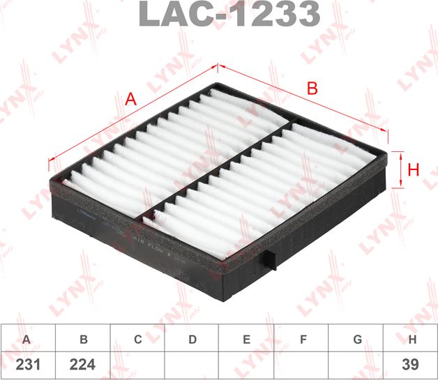 Салонный фильтр LYNXauto. Артикул LAC-1233