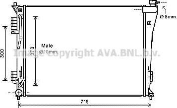 Радиатор охлаждения двигателя AVA. Артикул HY2306