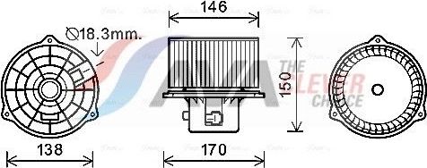 Вентилятор, мотор печки (отопителя) салона AVA (полимерный материал). Артикул HY8556