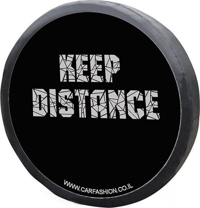 Чехол универсальный CarFashion Keep Distance L на запасное колесо, цвет Черный/Серый. Артикул 41023