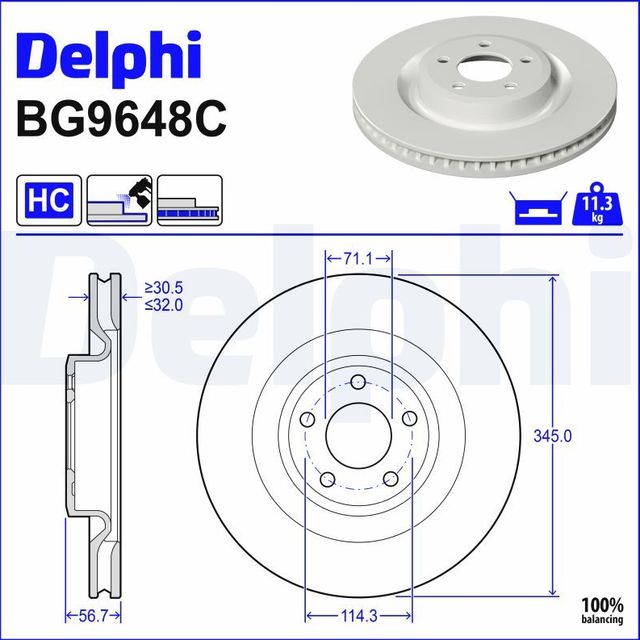 Тормозной диск Delphi для Ford Explorer VI 2019-2026. Артикул BG9648C