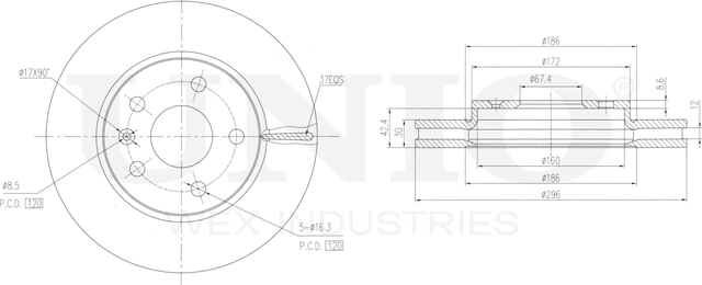 Диск тормозной (Unio). Артикул BRD-20493
