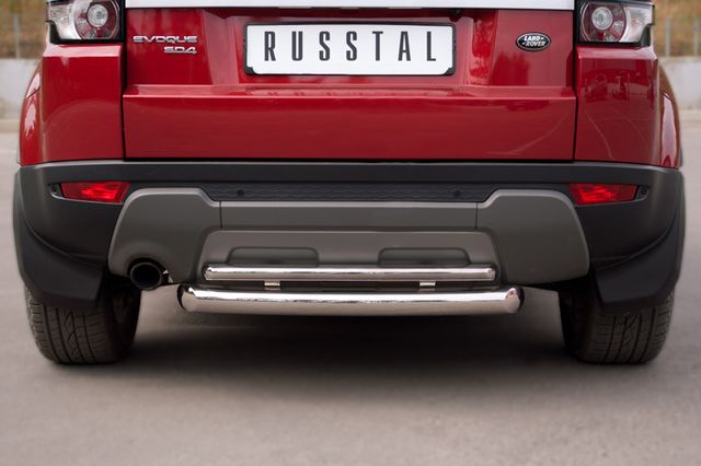 Защита RusStal заднего бампера d76/42 (дуга) для Land Rover Range Rover Evoque I Prestige, Pure 2011-2018. Артикул REPZ-000812