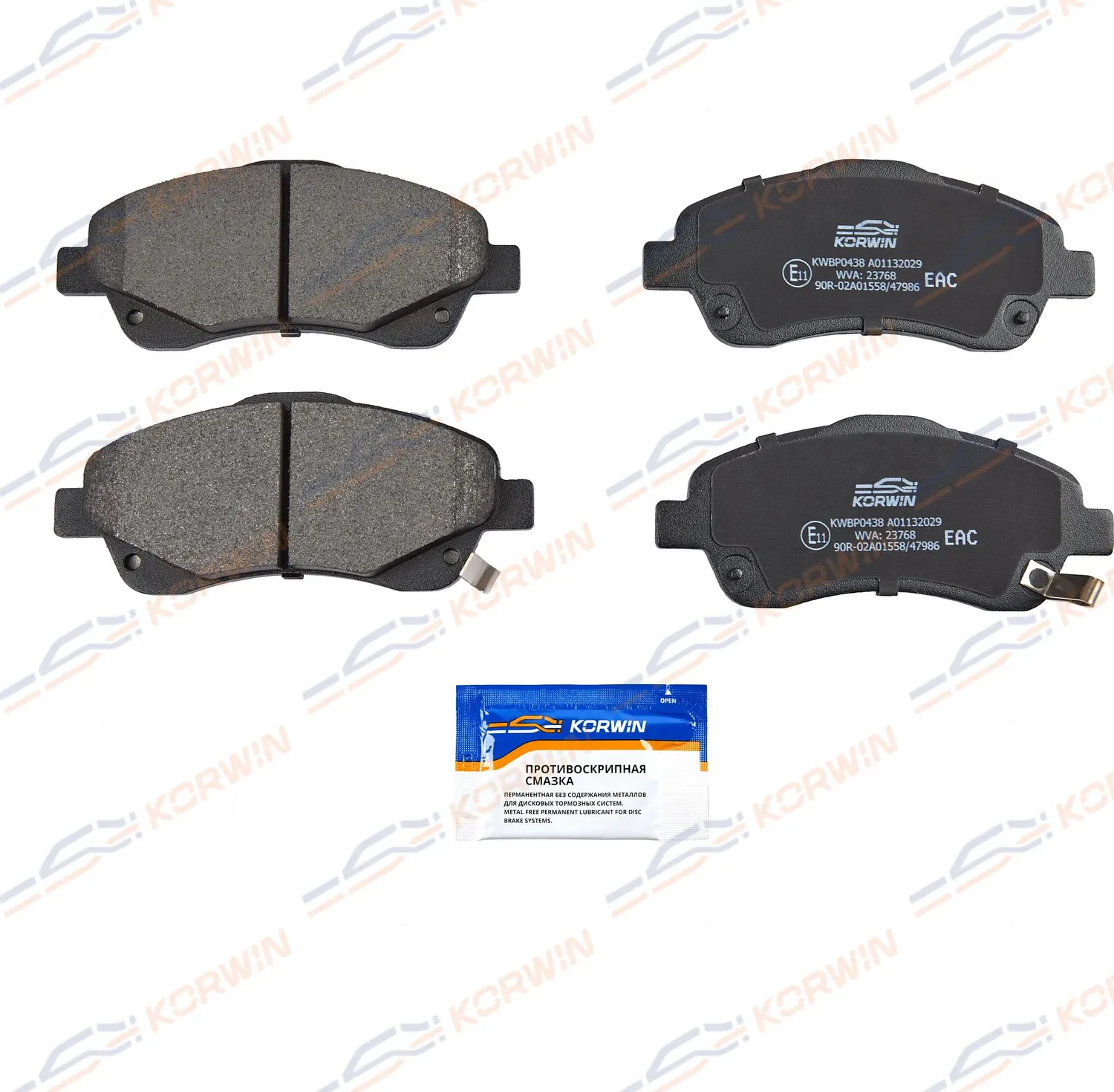 Колодки тормозные перед. Toyota Avensis (T25_) 03-08/Corolla Verso 04-09 (Korwin). Артикул KWBP0438