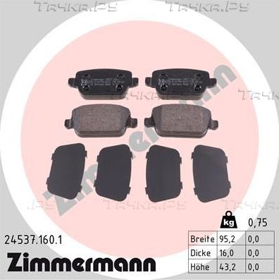 Тормозные колодки Zimmermann задние для Ford S-MAX I 2006-2014. Артикул 24537.160.1