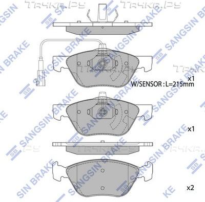 Тормозные колодки Sangsin Hi-Q передние для Fiat Marea 2001-2002. Артикул SP2294A