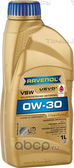 Масло моторное VSW 0W-30 1л (синтетика) (Ravenol). Артикул 1111106001