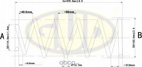 Пружина подвески G.U.D. передняя для Peugeot 406 I 1996-2004. Артикул GCS066722