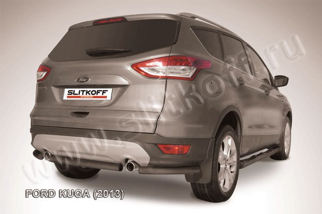 Защита Slitkoff заднего бампера d57 ЧЕРНАЯ матовая для Ford Kuga II 2013-2016. Артикул FKG13-008B