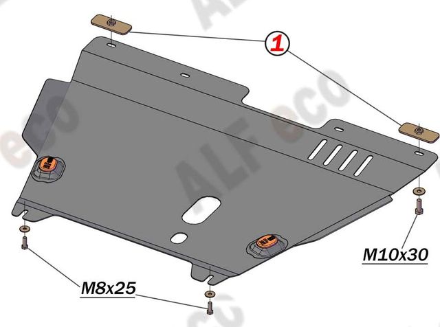 Защита алюминиевая Alfeco для картера и КПП Lifan Breez 2008-2014. Артикул ALF.35.02al