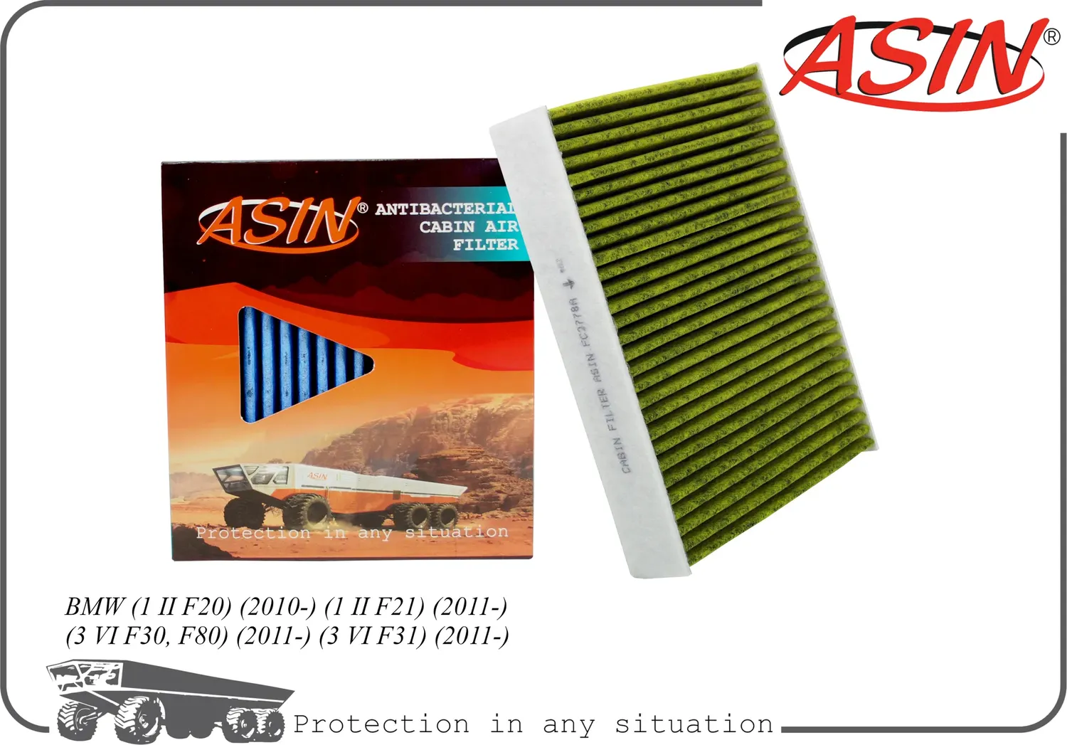 Фильтр салонный (антибактериальный, угольный) (Asin). Артикул ASINFC2778A