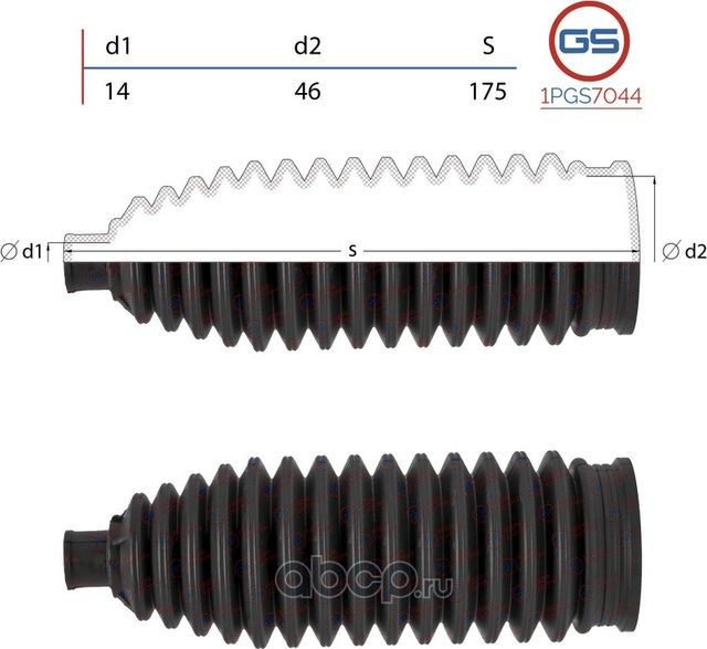 Пыльник рулевой рейки VW Polo Sedan 2011-2020, Skoda Fabia 2014-, Seat Toledo 20 (GS). Артикул 1PGS7044