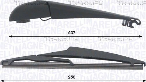 Поводок (рычаг) и щетка стеклоочистителя (дворника) Magneti Marelli. Артикул 000723180472