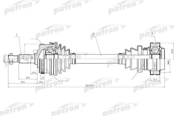 Полуось (привод в сборе, приводной вал) Patron. Артикул PDS0173