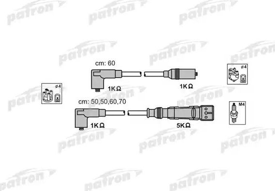 Высоковольтные провода (провода зажигания) (комплект) Patron (EPDM (Этилен-пропиленовый каучук)). Артикул PSCI1013