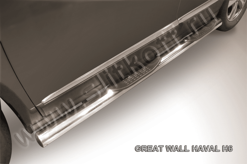 Пороги Slitkoff d76 с проступями для Haval H6 2014-2020. Артикул HavH6005