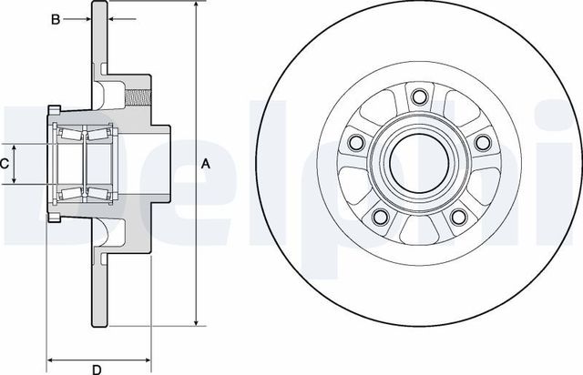 Тормозной диск Delphi задний для Renault Trafic III 2014-2026. Артикул BG9190RSC