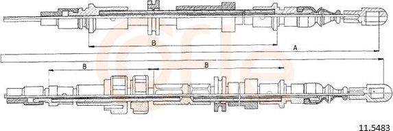 Трос ручника (тросик ручного тормоза) Cofle. Артикул 92.11.5483