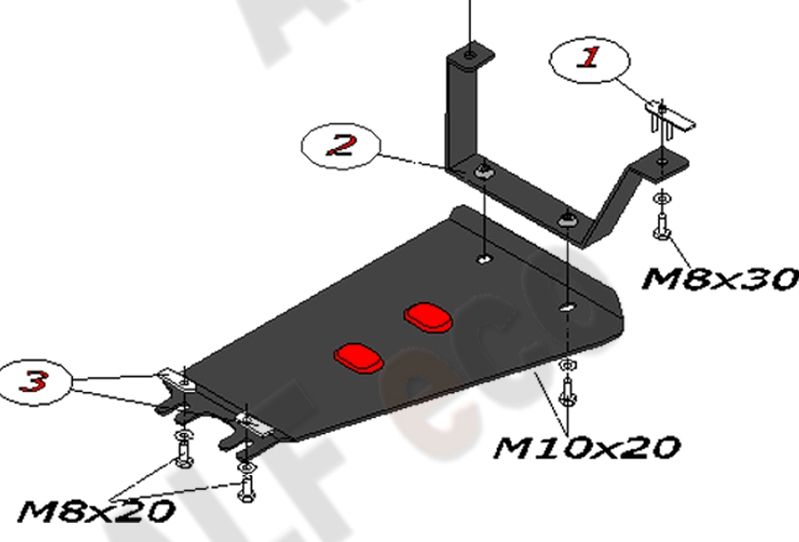 Защита алюминиевая Alfeco для редуктора Toyota RAV4 III 2006-2012. Артикул ALF.24.36 AL4