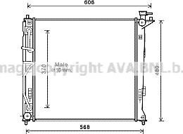 Радиатор охлаждения двигателя AVA для Kia Sportage III 2010-2016. Артикул HY2282