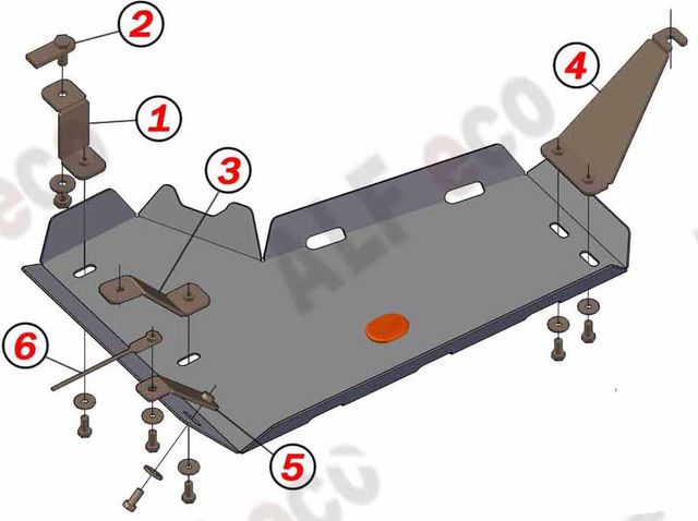 Защита алюминиевая Alfeco для топливного бака (правая сторона) Mazda CX-5 II 4WD 2017-2026. Артикул ALF.13.20.2al