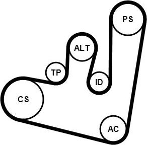 Приводной ремень поликлиновой с роликами (комплект) ContiTech. Артикул 6PK1660K1
