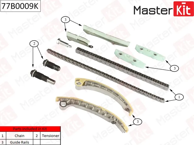 Комплект цепи ГРМ FIAT DUCATO, IVECO DAILY IV, PEUGEOT BOXER 3.0D без звездочек (Master KIT). Артикул 77B0009K