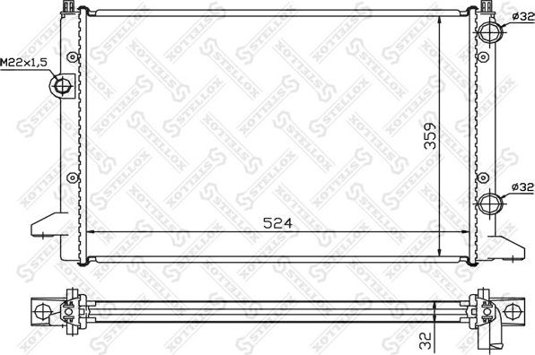 Радиатор охлаждения двигателя Stellox для Volkswagen Passat B3 1988-1997. Артикул 10-25198-SX