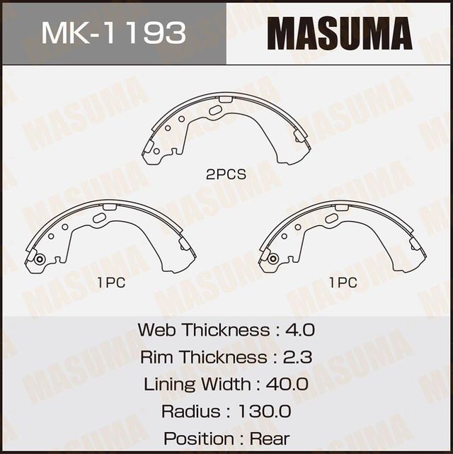 Тормозные колодки Masuma задние для Nissan Serena C23 1991-2001. Артикул MK-1193