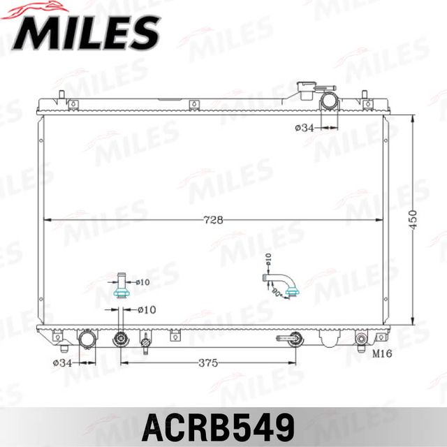 Радиатор охлаждения двигателя Miles (алюминий) для Lexus RX I 1998-2000. Артикул ACRB549