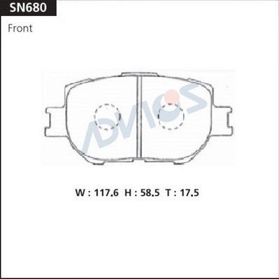 Тормозные колодки Advics. Артикул SN680