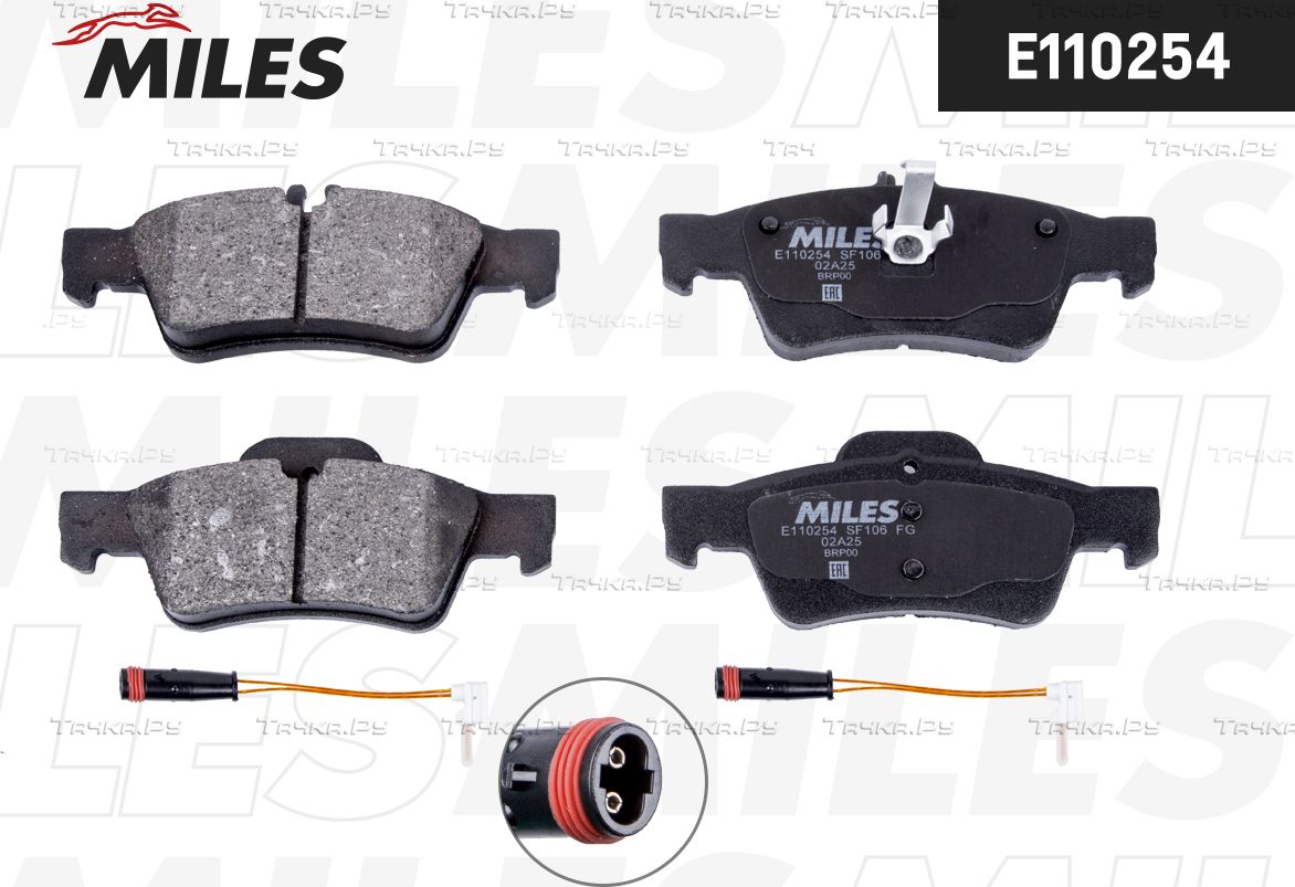 Тормозные колодки Miles (Semi-Metallic) для Toyota Corolla E90 1987-1992. Артикул E110254