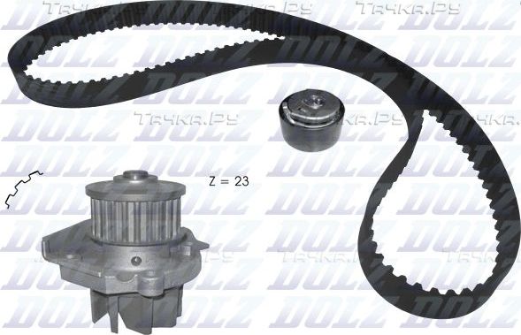 Помпа (водяной насос) с комплектом ремня ГРМ Dolz для Lancia Musa I 2004-2012. Артикул KD161