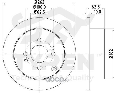 Тормозной диск (Tyren). Артикул TYR1015721